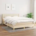 cadre de lit avec matelas Crème 140x190 cm Tissu