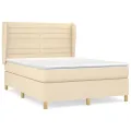 cadre de lit avec matelas Crème 140x190 cm Tissu