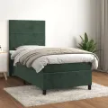 cadre de lit avec matelas Vert foncé 90x190 cm