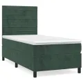 cadre de lit avec matelas Vert foncé 90x190 cm