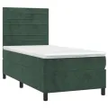cadre de lit avec matelas Vert foncé 90x190 cm