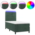 cadre de lit avec matelas et LED Vert foncé 90x190cm