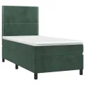 cadre de lit avec matelas et LED Vert foncé 90x190cm