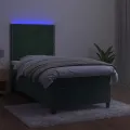 cadre de lit avec matelas et LED Vert foncé 90x190cm