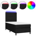 cadre de lit avec matelas et LED Noir 90x190cm Tissu