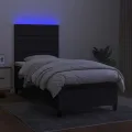 cadre de lit avec matelas et LED Noir 90x190cm Tissu