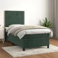cadre de lit avec matelas Vert foncé 90x190 cm