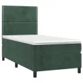 cadre de lit avec matelas Vert foncé 90x190 cm