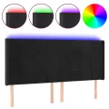 Tête de lit à LED Noir 163x16x118/128 cm Velours