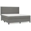 cadre de lit avec matelas Gris foncé 180x200cm Tissu