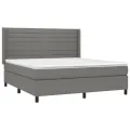 cadre de lit avec matelas Gris foncé 180x200cm Tissu