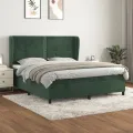 cadre de lit et matelas Vert foncé 180x200cm Velours