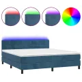 cadre de lit avec matelas LED Bleu foncé 160x200 cm