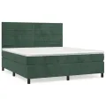 cadre de lit et matelas Vert foncé 180x200cm Velours