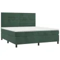 cadre de lit et matelas Vert foncé 180x200cm Velours