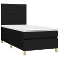 cadre de lit avec matelas Noir 90x190 cm Tissu