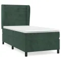 cadre de lit avec matelas Vert foncé 90x190 cm