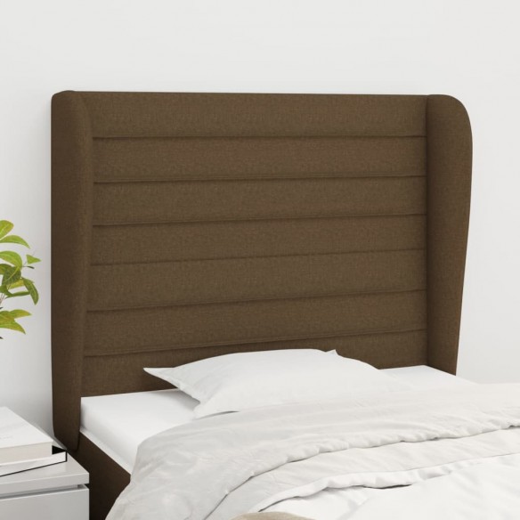 Tête de lit avec oreilles Marron foncé 93x23x118/128 cm Tissu