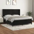 cadre de lit et matelas Noir 160x200 cm Velours