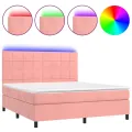 cadre de lit matelas et LED Rose 160x200 cm Velours