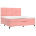cadre de lit matelas et LED Rose 160x200 cm Velours