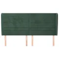 Tête de lit avec oreilles Vert foncé 183x23x118/128 cm Velours