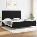 Cadre de lit avec tête de lit Noir 180 x 200 cm Tissu