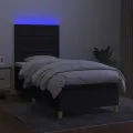 cadre de lit et matelas et LED Noir 90x200 cm Tissu