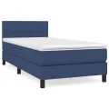 cadre de lit avec matelas Bleu 90x200 cm Tissu