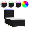 cadre de lit matelas et LED Noir 90x190 cm Tissu
