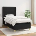 cadre de lit avec matelas Noir 90x190 cm Tissu
