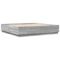 Cadre de lit avec lumières LED sonoma gris 200x200 cm