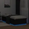 Cadre de lit avec lumières LED noir 100x200cm bois d'ingénierie