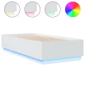 Cadre de lit avec lumières LED blanc 90x200cm bois d'ingénierie