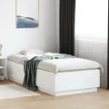Cadre de lit avec lumières LED blanc 90x200cm bois d'ingénierie