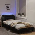 Cadre de lit avec lumières LED noir 80x200 cm tissu
