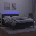 cadre de lit avec matelas LED Gris foncé 140x200 cm