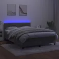 cadre de lit avec matelas LED Gris clair 140x200 cm