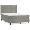cadre de lit et matelas Gris clair 140x190cm Velours