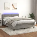 cadre de lit avec matelas LED Gris clair 140x190 cm