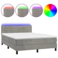 cadre de lit avec matelas LED Gris clair 140x190 cm