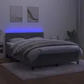 cadre de lit avec matelas LED Gris clair 140x190 cm