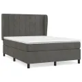 cadre de lit et matelas Gris foncé 140x190cm Velours