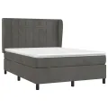 cadre de lit et matelas Gris foncé 140x190cm Velours