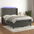 cadre de lit matelas et LED Gris foncé 140x200 cm