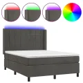 cadre de lit matelas et LED Gris foncé 140x200 cm