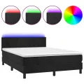 cadre de lit avec matelas LED Noir 140x200cm Velours