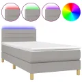 cadre de lit avec matelas et LED Gris clair 90x200cm