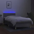 cadre de lit avec matelas et LED Gris clair 90x200cm