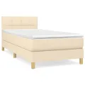 cadre de lit avec matelas Crème 90x200 cm Tissu
